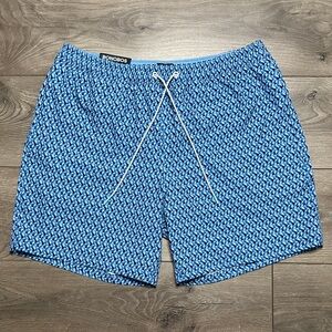 Bonobos 7” Lined Swim Trunks Blue Print Board Shorts Size Large